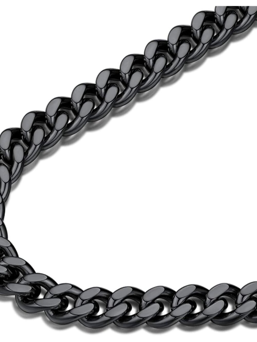 Men Curb Chain Necklace 18K Gold Plated/Stainless Steel/Black Chunky Double Tigh